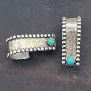 Wide band hoop earrings with Kingman Turquoise