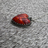 Red slag glass heart Necklace