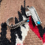 Wide band hoop earrings with Kingman Turquoise