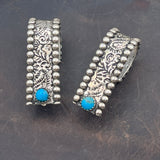 Wide band hoop earrings with Kingman Turquoise