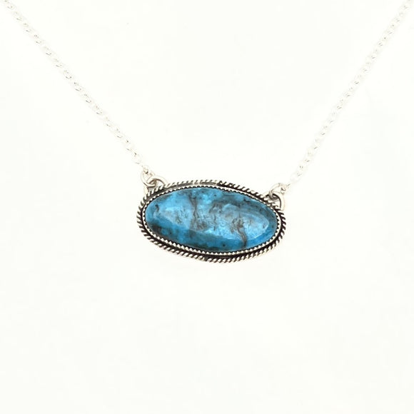 Kingman Turquoiseoval Bar necklace