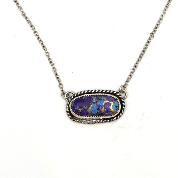 Oval Purple Mohave Kingman Turquoise Bar necklace