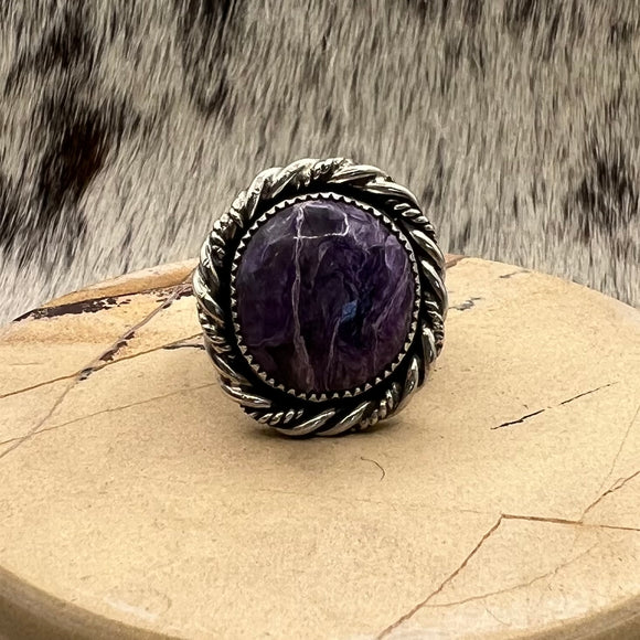 Charoite Sterling Silver Ring Size 9