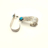 Pattern Wide band hoop earrings with Kingman Turquoise