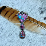Purple Dahlia Kingman Turquoise Heart pendant with hanging teardrops