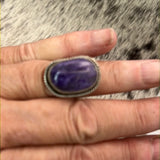 Charoite Sterling Silver Ring Size 7.5
