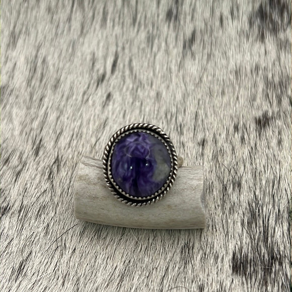 Charoite Sterling Silver Ring Size 6.25