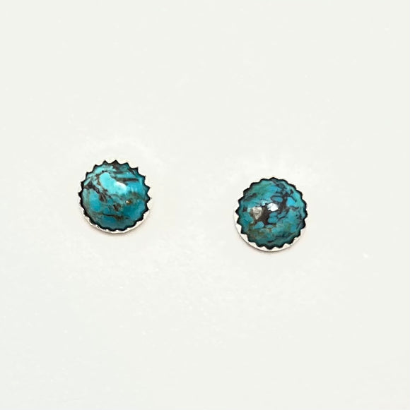 10 MM Kingman Turquoise Stud with Matrix post earrings