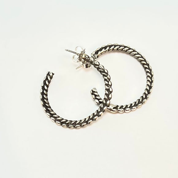 Twisted wire hoop earrings 1 1/4 inches