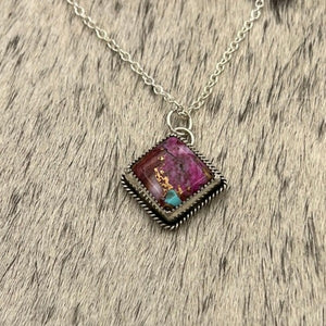 Purple Dahlia Turquoise Necklace