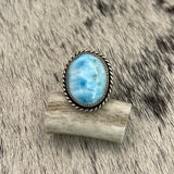 Larimar Sterling Silver Ring Size 9