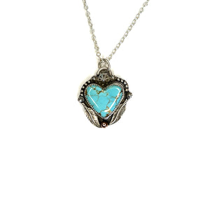 Turquoise  western heart pendant