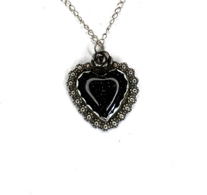 Sparkly Blue Goldstone Heart Sterling Silver Necklace.