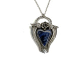 Blue Brazilian Sodalite heart Sterling Silver Necklace