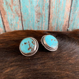 Round Baja Turquoise Sterling Silver earrings