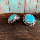 Round Kingman Turquoise Sterling Silver earrings