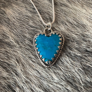 Kingman Turquoise Heart Sterling Silver Necklace.