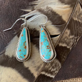 Water web Baja Turquoise tear drop Sterling Silver earrings