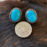 Oval Kingman Turquoise Sterling Silver earrings