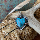 Kingman Turquoise Sterling Silver Heart Necklace