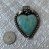 Amazonite Heart Sterling Silver Necklace.