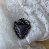 Blue Goldstone Heart Sterling Silver Necklace.
