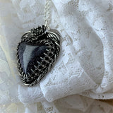 Blue Goldstone Heart Sterling Silver Necklace.