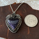 Blue Goldstone Heart Sterling Silver Necklace.