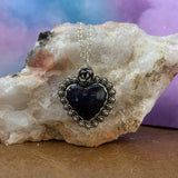 Sparkly Blue Goldstone Heart Sterling Silver Necklace.