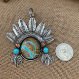 Beautiful #8 Turquoise Feather with Pendant