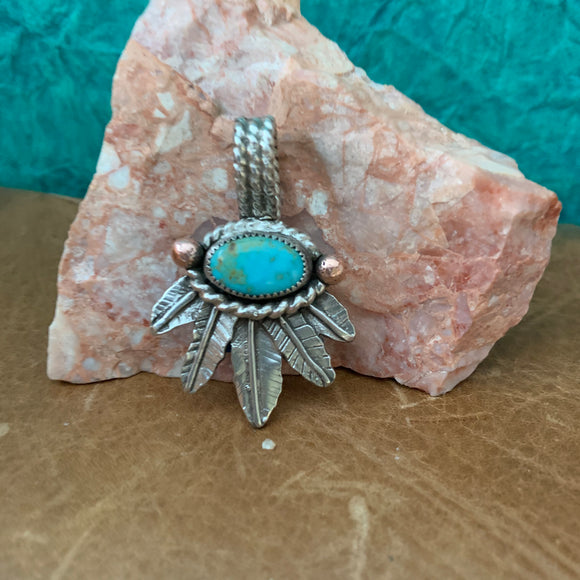 Turquoise and Feather Pendant