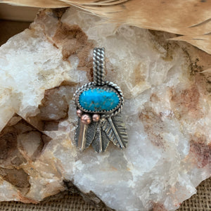 Tiny Turquoise Feathers with Pendant