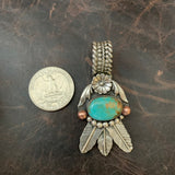 Tiny Turquoise Feathers Pendant