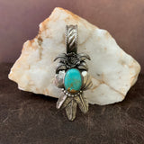 Small Turquoise and Feather Pendant