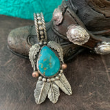 Teardrop Turquoise and Feather Pendant