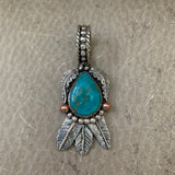 Teardrop Turquoise and Feather Pendant