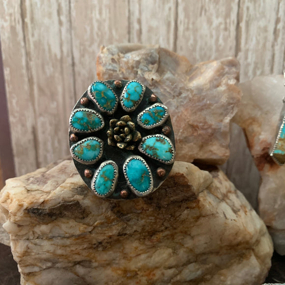 Sonoran mountain Turquoise Cluster Ring Size 9.5