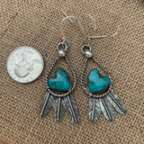 Baja Turquoise and Sterling Silver Feather hook earrings
