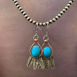 Kingman Turquoise and Sterling Silver Feather hook earrings