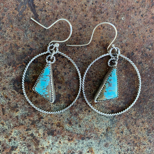 Tiny Baja Turquoise Sterling Silver hooked earring