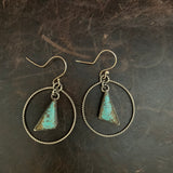 Tiny Baja Turquoise Sterling Silver hooked earring