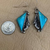 Kingman Turquoise Sterling Silver hooked earring with pistols