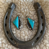 Kingman Turquoise Sterling Silver hooked earring with pistols