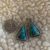 Kingman Turquoise triangle Sterling Silver hooked earring