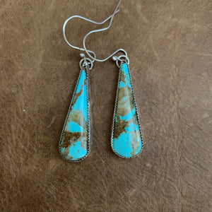 Simple pair of Baja Turquoise hooked earrings