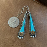 Long and dainty Baja Turquoise hooked earrings