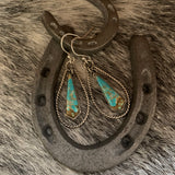Sterling Silver and  #8 turquoise statement hooked earrings