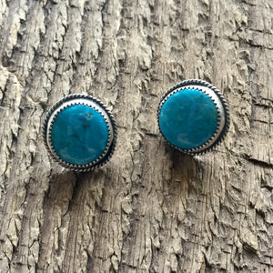 Round Kingman Turquoise Sterling Silver earrings