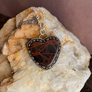 Spider woman jasper heart Sterling Silver Necklace