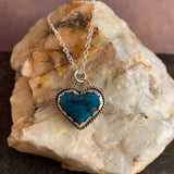 Lovely Kingman Turquoise heart Sterling Silver Necklace